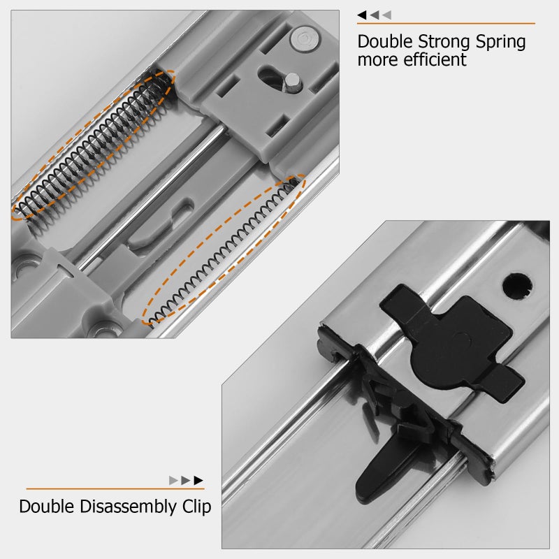 LONTAN 1 Pair Soft Close Drawer Slides 20 Inch Full Extension and Ball Bearing Cabinet Drawer Glides Side Mount Heavy Duty Dresser Rails 100lb Capacity - Image 5